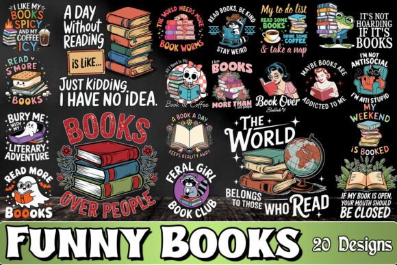 Cute Funny Books Graphics for Crafts
