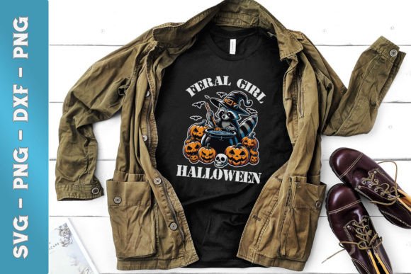 Feral Girl Halloween Funny Raccoon SVG Graphics for Crafts