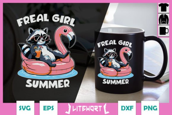 Feral Girl Summer Funny Raccoon SVG Graphics for Crafts