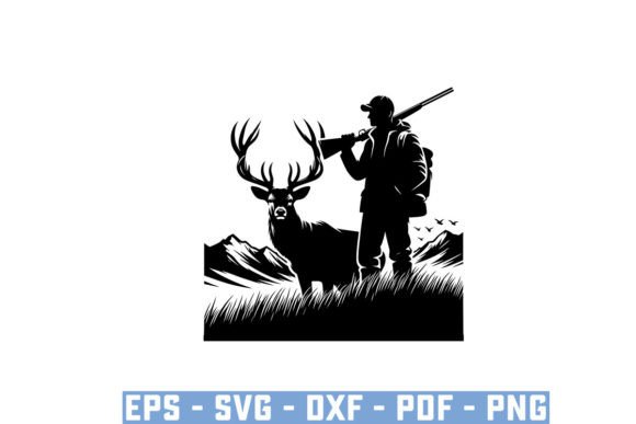 Funny Dad Winter Hunting Silhouette Graphics for Crafts