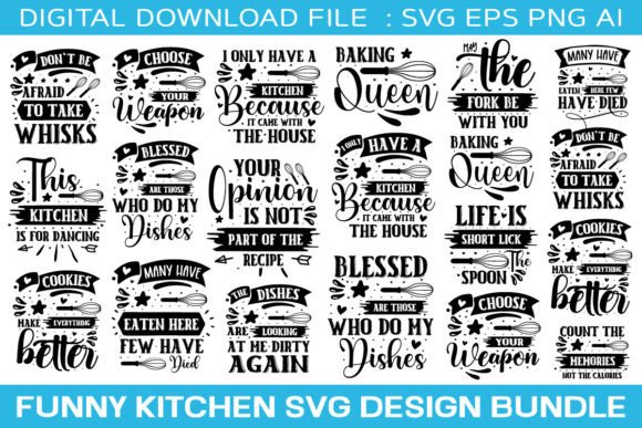 Funny Kitchen SVG Bundle Graphics for Crafts