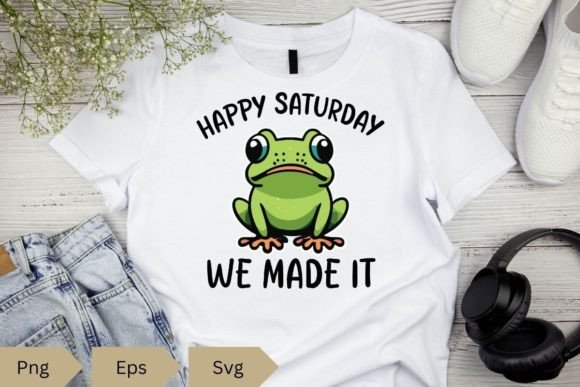Happy Saturday Frog Graphic for Blogs and Crafts