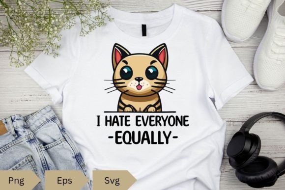 I Hate Everyone Equally Funny Cat Lover Graphics for Crafts