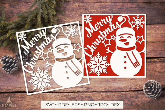 Merry Christmas Card Svg Funny Snowman Graphics