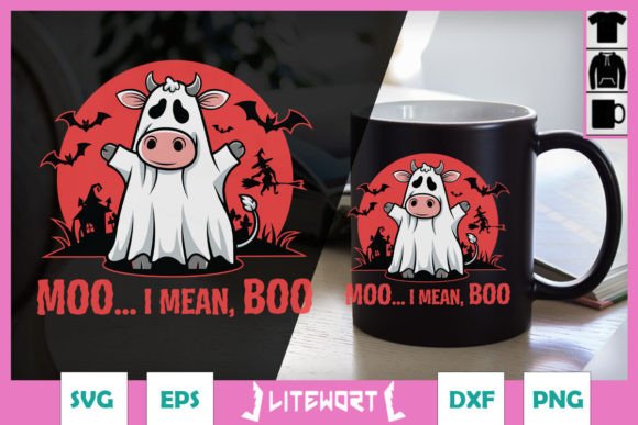 Moo I Mean Boo Halloween Graphics for Crafts