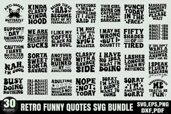 Retro Funny Quotes SVG Bundle