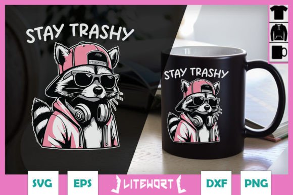 Stay Trashy Funny Raccoon SVG: A Graphic Asset for Crafts and Marketing