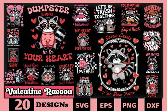 Valentine Raccoon SVG Bundle